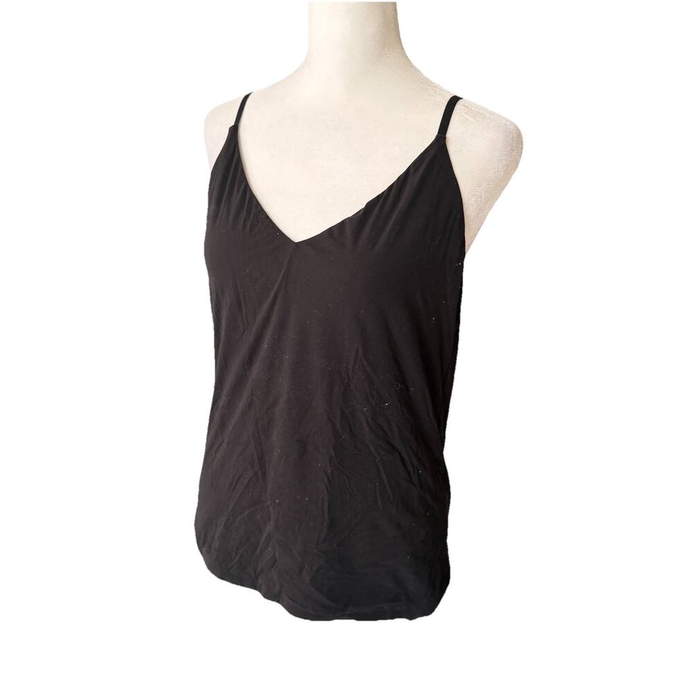 WHBM Womens Large Cami Vneck Tank Top Spaghetti Strap Black Solid Forme - Picture 3 of 7
